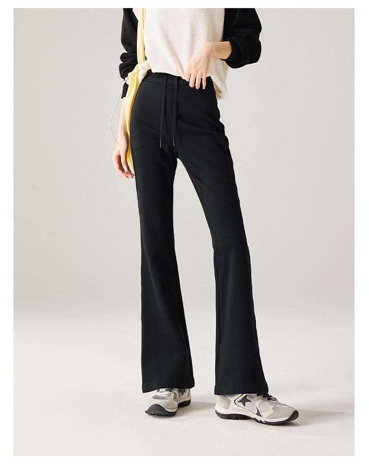 Elastic waistband tied elastic sports flared pants for women in autumn 2025, fashionable and versatile casual pants