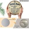 2D Flat 1pc, 8x8 in Printed Aluminum Metal Sign, Featuring Kitchen Rules Design, Round Aluminum Wall Art, Suitable for Decorating Patios, Porches