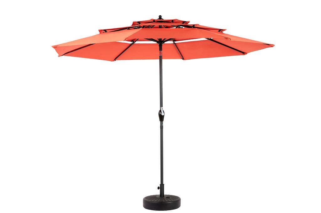 Aluminium 10ft 3 Tier Auto-tilt Umbrella (Orange) (No Base)