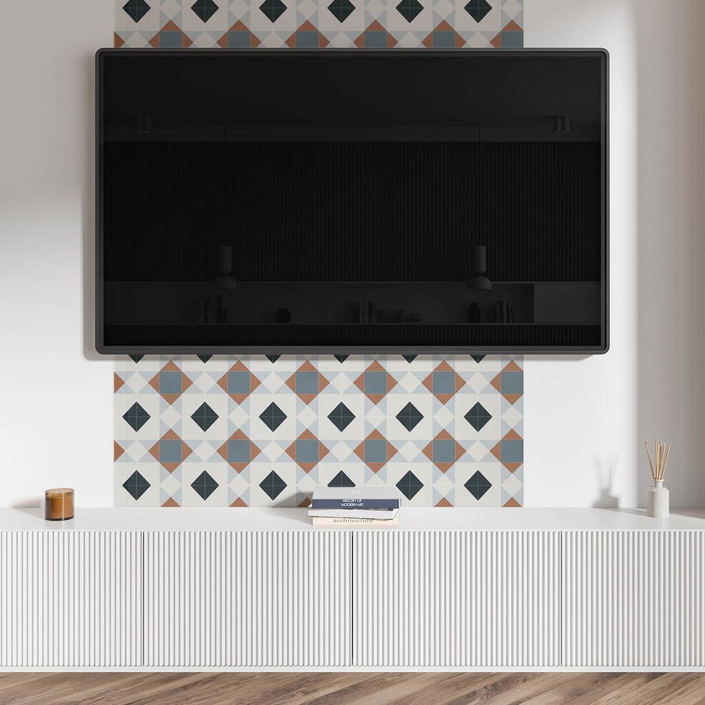 Aesthetic Vinyl Wall Covering with Print 120x60 Cm Geometric Tile Pattern