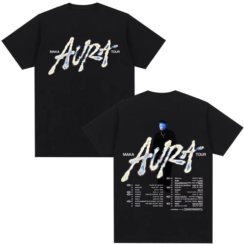 Rapper Maka Aura 2026 Tour Merch T Shirts Men Women Fashion Vintage Street Tshirt Casual Short Sleeve T Shirt Streetwear
