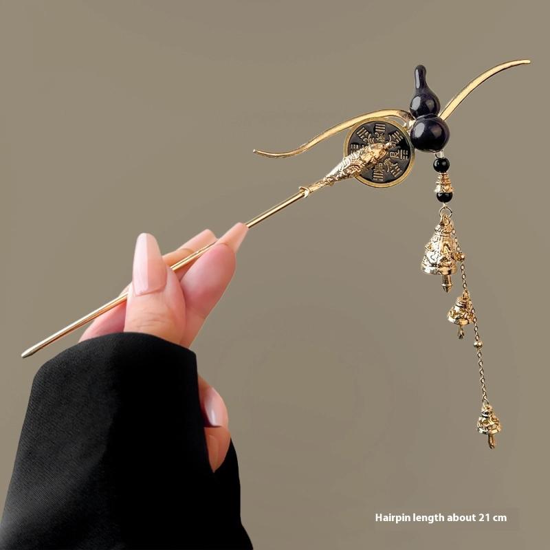 Chinese Style Gourd Tassel Hair Stick For Women Elegant Metal Chopsticks Hanfu Hairpin Ancient Style Hair Accessories