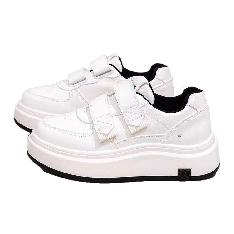 2025 spring popular thick-soled Velcro board shoes women's new ins versatile student sports and leisure white shoes