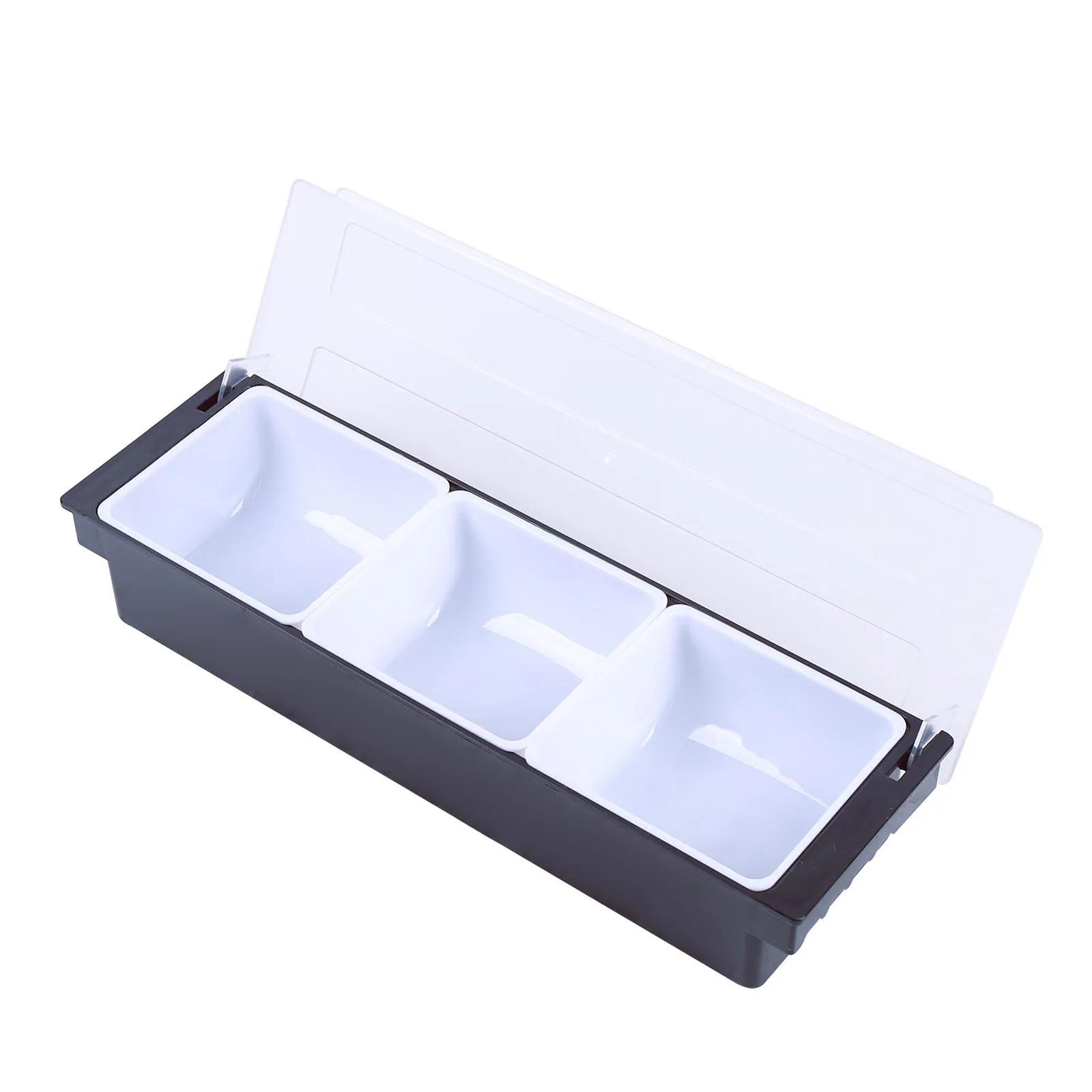 Ingredient Container 3 Grid Multifunctional Plastic Fruit Box with Transparent Lid for Dining Room, Living Room Room
