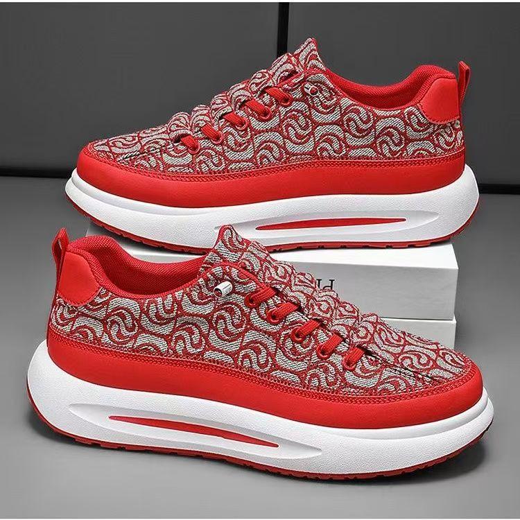 

Men s and women s same trendy shoes spring and summer new fashion casual low-top Korean version thick-soled lightweight niche printed canvas board 36