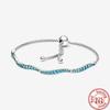 925 Sterling Silver Basic Snake Chain Fiori Blu Ondulato Slider Bracciali Adatti Originale Marchio Charms Donne Ragazza Fai da Te Creazione Gioielli