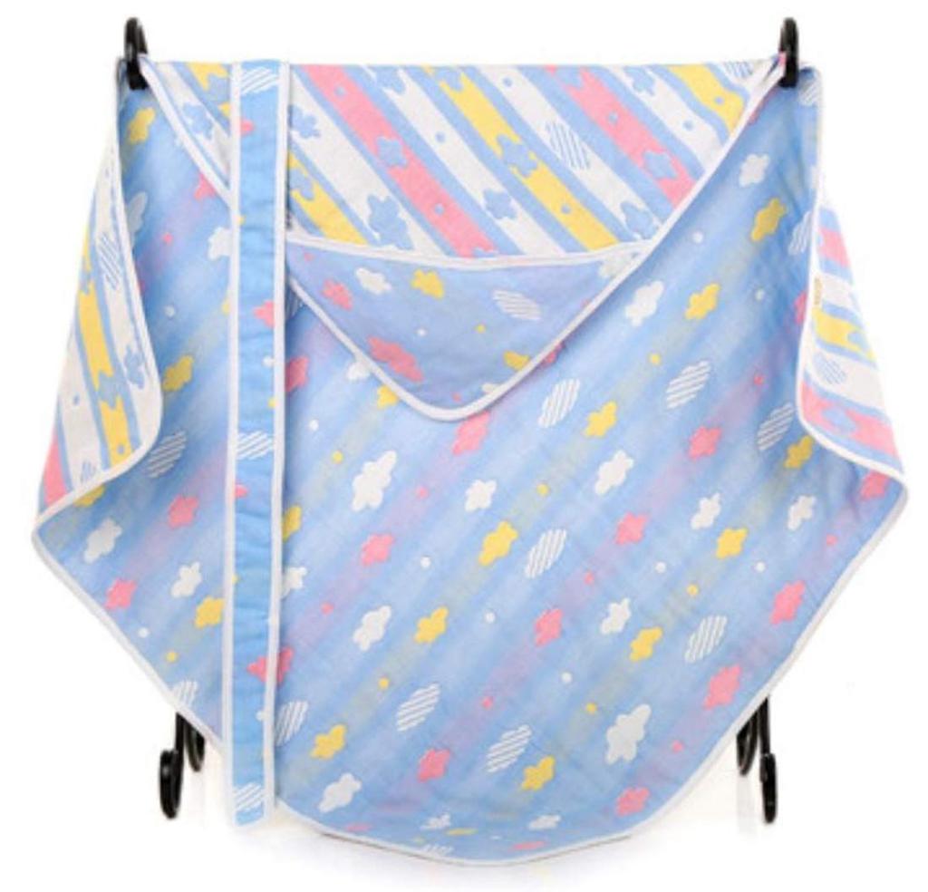 BoaSolchi Neugeborenenwickeltuch, Baby-Badetuch, Decke, 100% Baumwolle, 6-lagige Gaze (blau)
