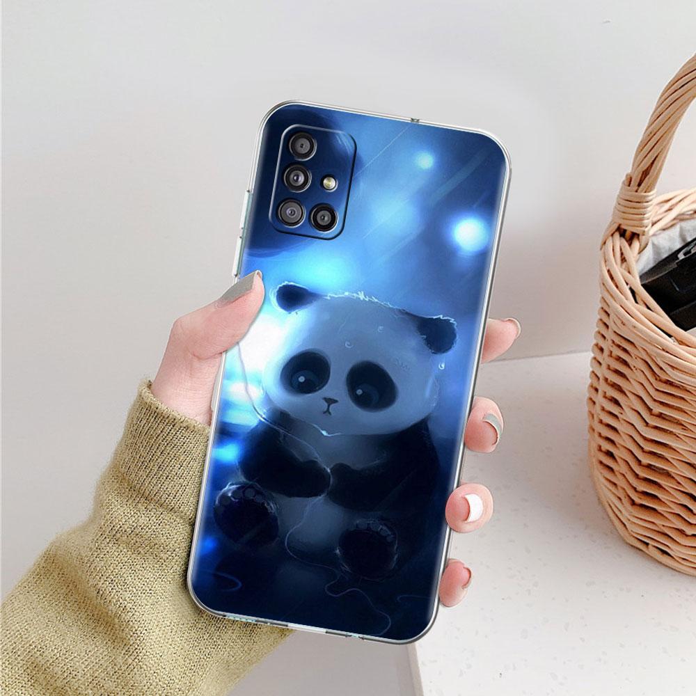 Clear Phone Case For Samsung Galaxy A51 5G A71 A21s A31 A12 A52 A41 A91 A11 A32 A72 Shockproof Soft Cover Super Cute Panda Funda