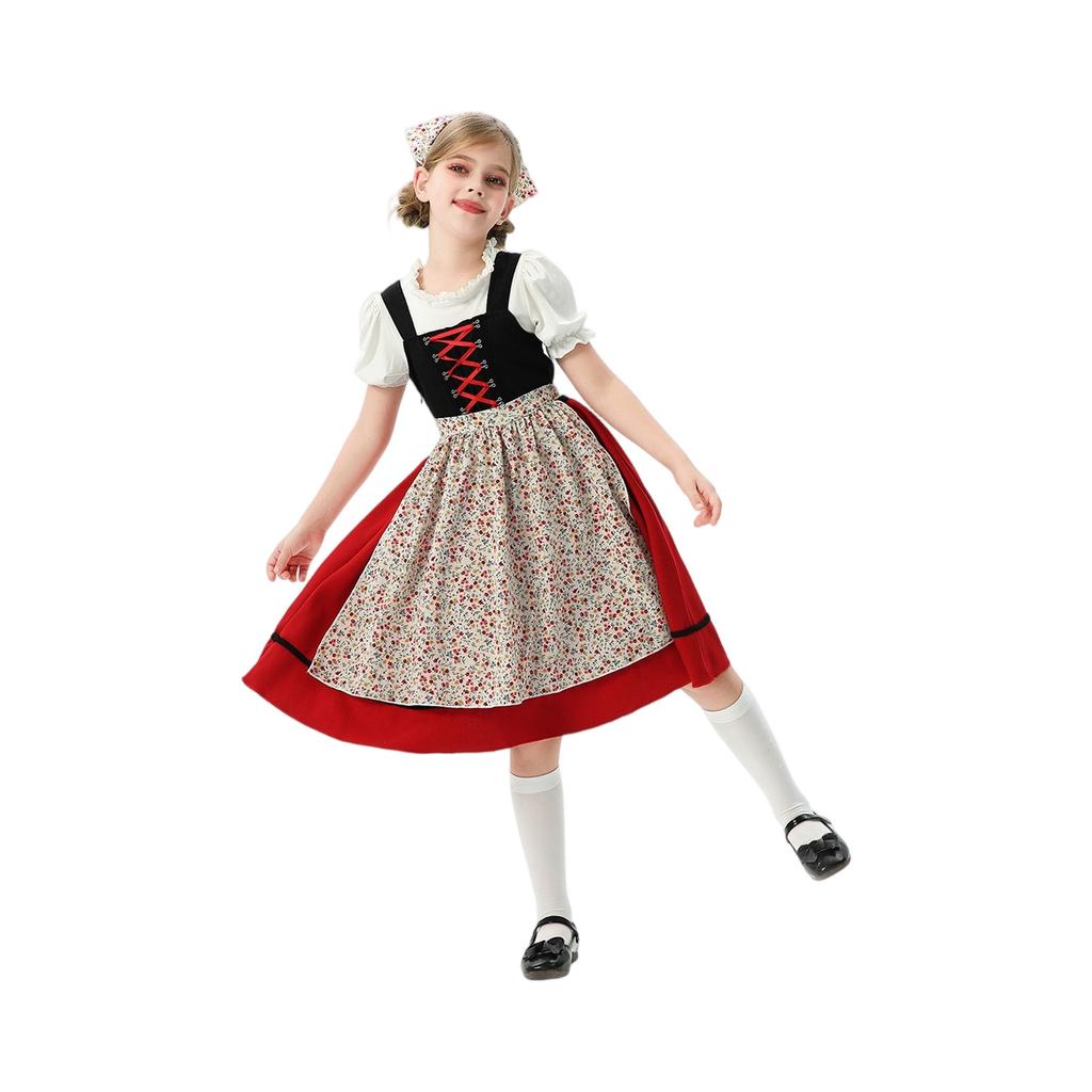 Girls' Checkered Dress - Folk Festival Costume