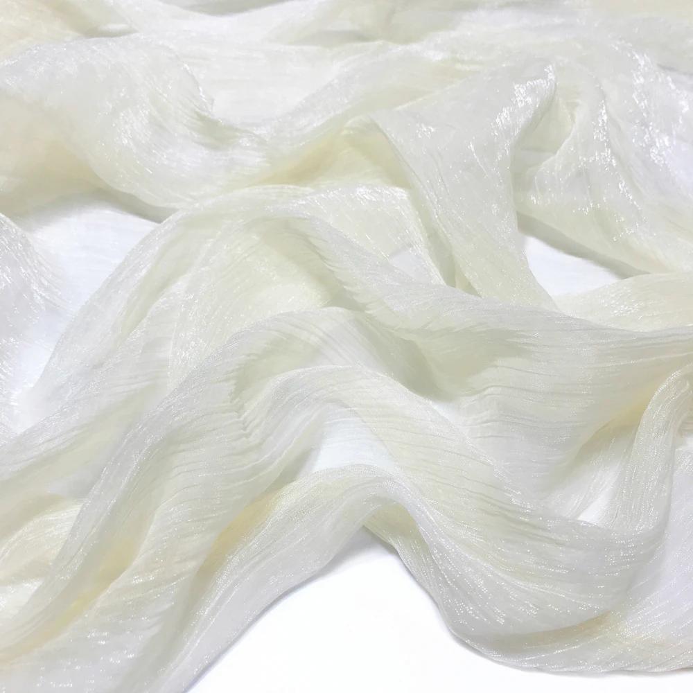30D Silk Crepe Chiffon Fabric for DIY Hanfu Dress Is A Silver-thread Wrinkled Doll Dress Cos Fabric 100x150cm