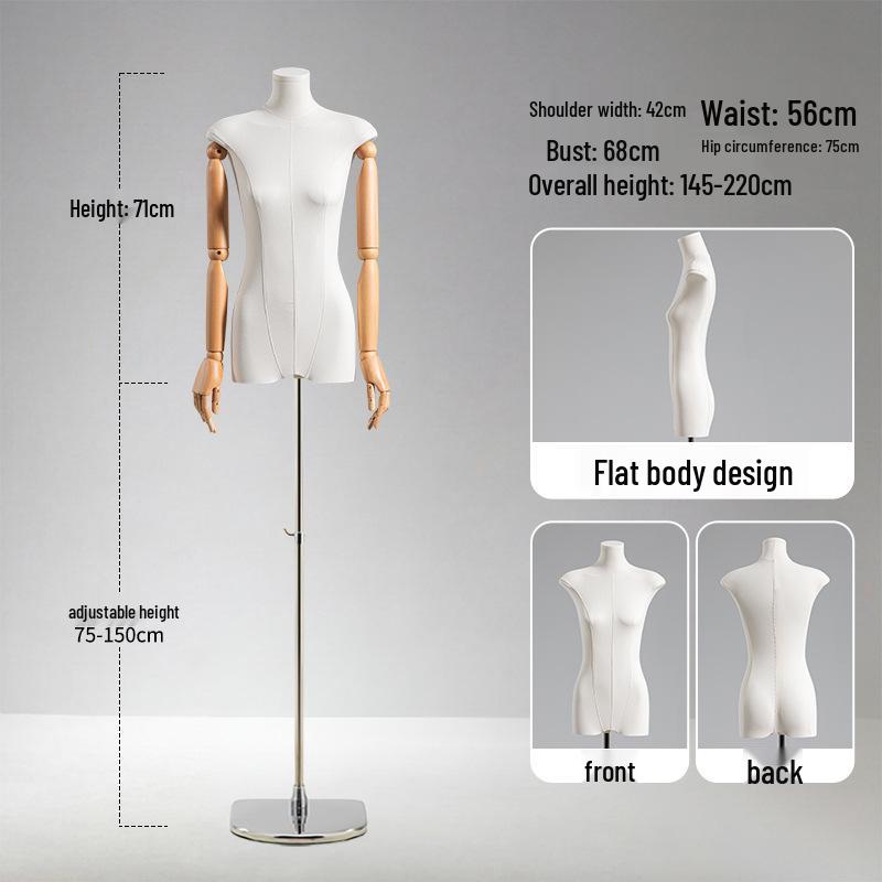 Adjustable Height Mannequin Stand with Arms for Women's Clothing Display