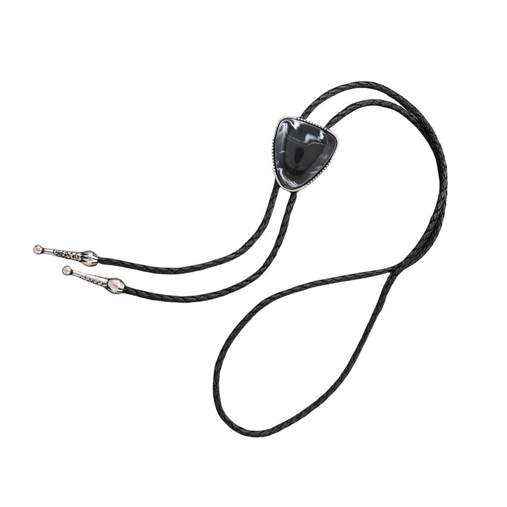 Vintage Dreieckiger Stein Bolo Tie Cowboy Kostüm Accessoire für Männer und Frauen Western PU Leder Kordel Krawatte Halskette