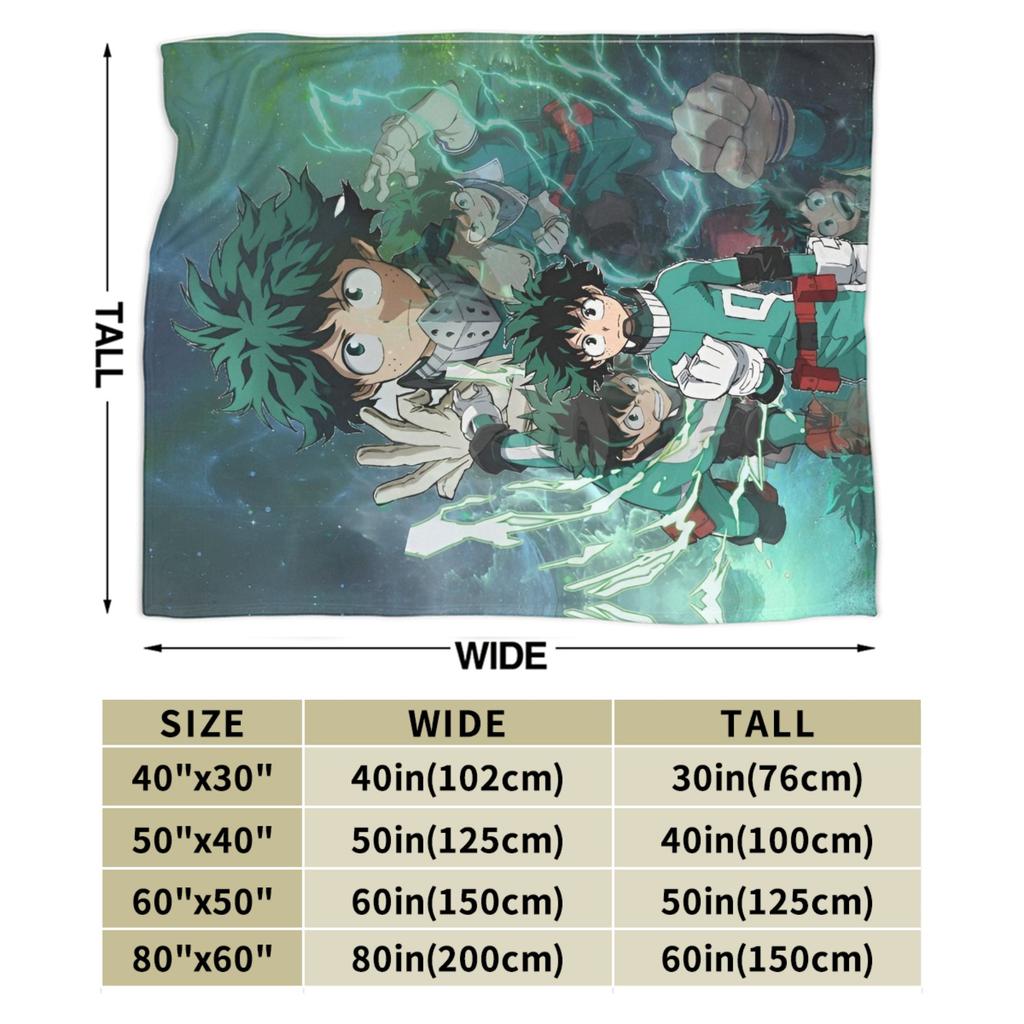 My Hero Academia Deku Izuku Knitted Blanket Coral Fleece Plush Super Warm Throw Blankets for Airplane Travel Bed Rug