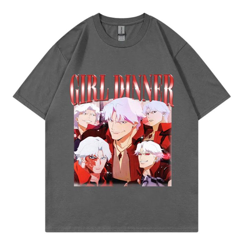 Devil May Cry 2025 Girl Dinner T-Shirt Herren Damen Kleidung Anime Spiel Grafik T-Shirts Gothic Mode Y2k Kurzarm T-Shirts