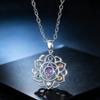 Seven Chakra Lotus Gemstone Necklace for Women Niche spiritual retro hollow flower pendant