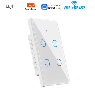 WiFi Touch Switch 120 Type: US/AU/BR Spec, 4-Way Alexa Voice-Controlled Smart Switch