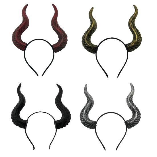 Čelenka s rohy, Halloweenská gotická čelenka s kozími rohy, Cosplay vlasová obruč, Doplňky pro Halloweenskou párty, Maškarní kostým