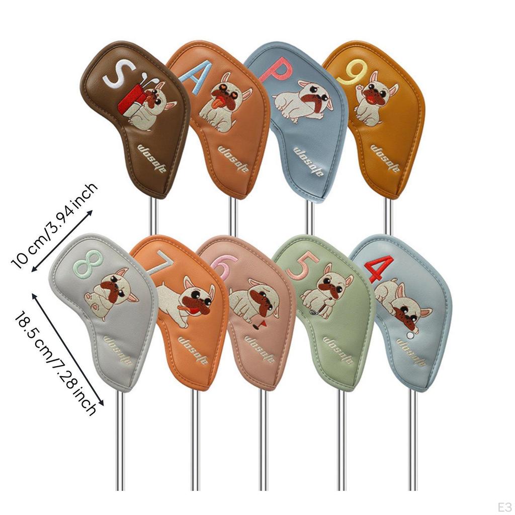 9 Pieces French Canine Golf Iron Covers Construction Headcover easy and Off