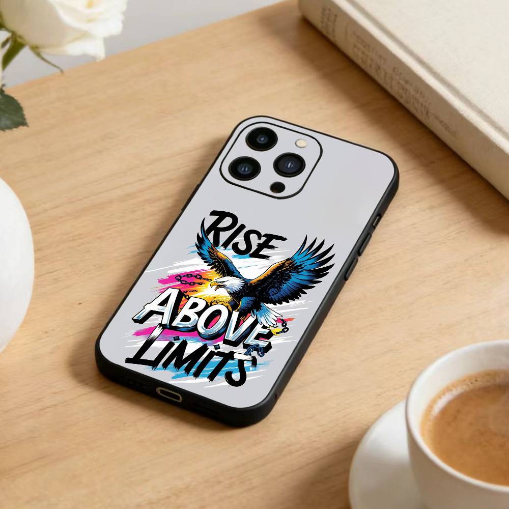 Cool Eagle Phone Case For iPhone17,16,15,14,13,12 Plus,Max Soft Silicone Black Cover