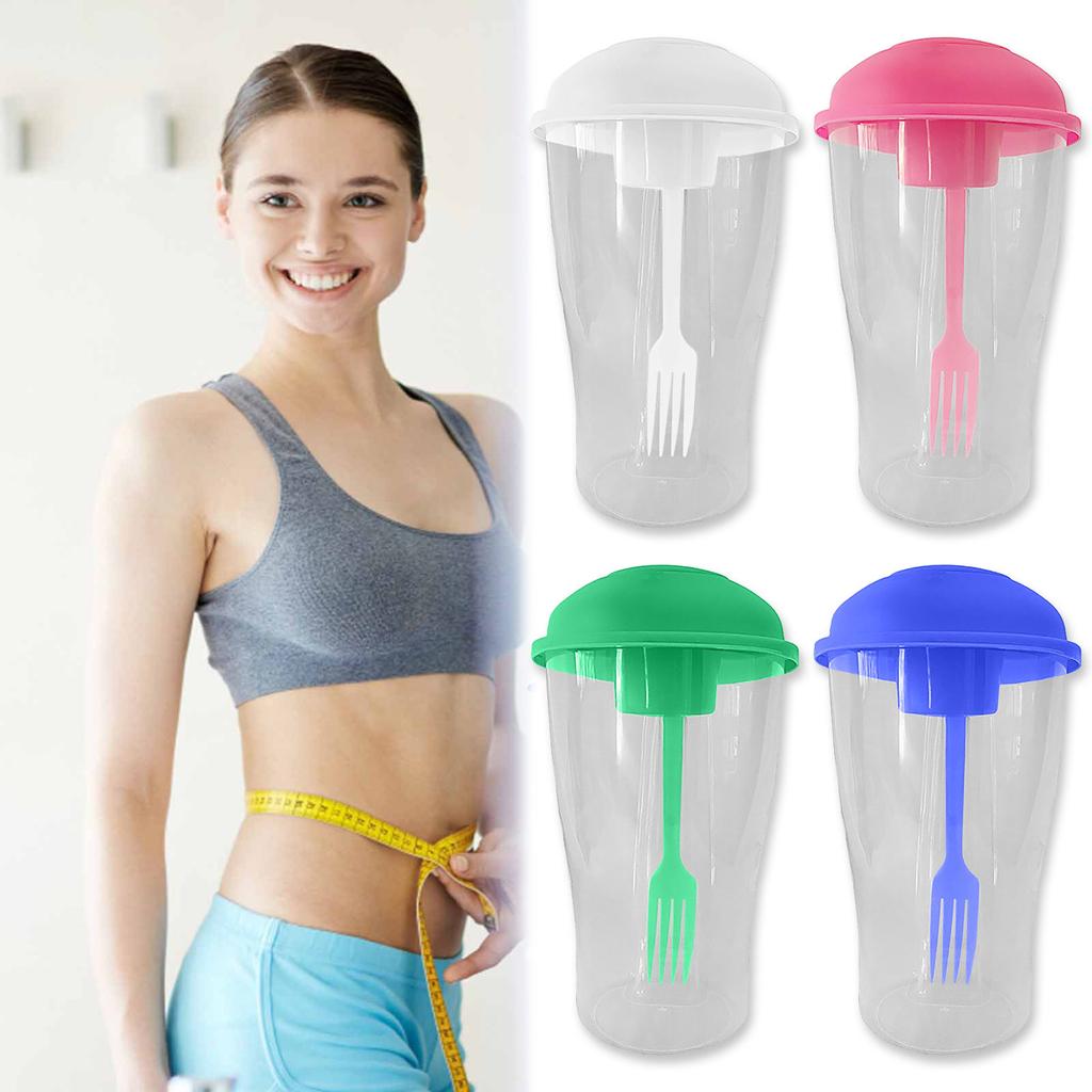 Fresh Fruit & Vegetable Cup Food Shaker With Dressing Container & Fork Fresh Fruit Container Food Portion-control Container