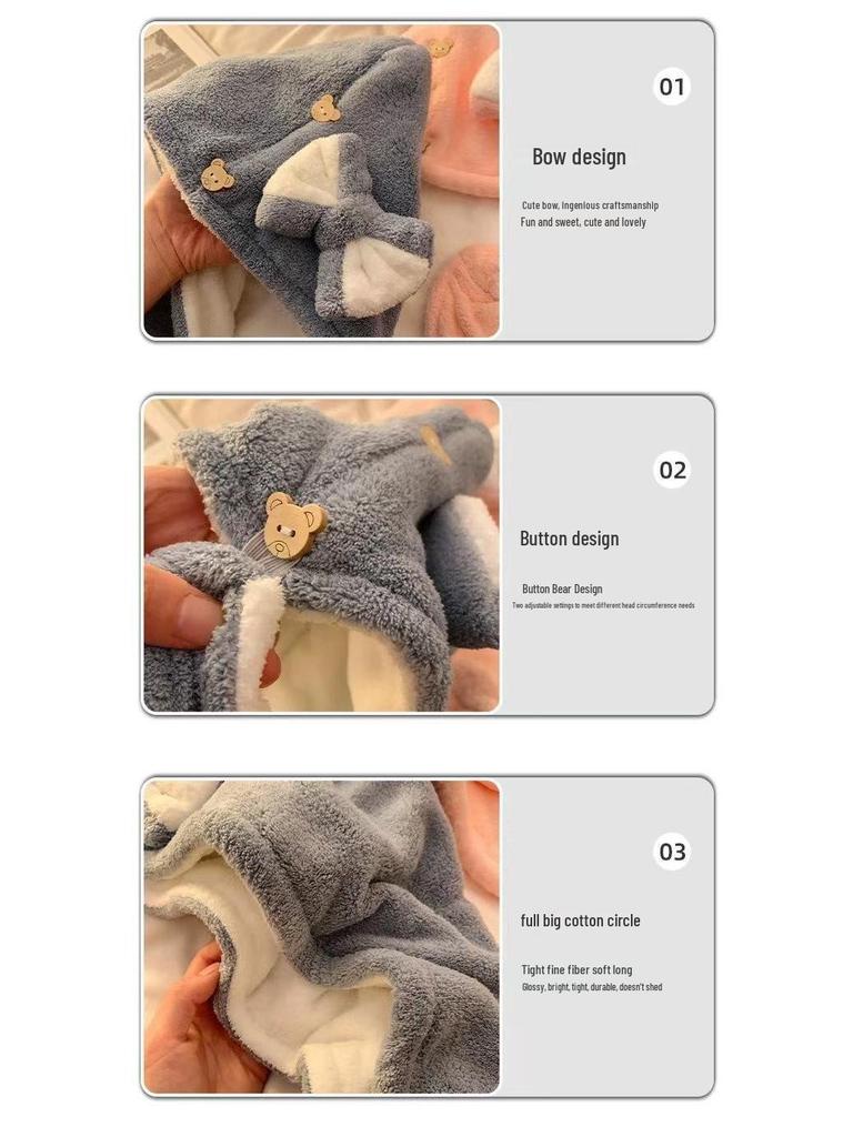 Newcomer Discount: Cute Hair Drying Towel Cap - Ultra Thick Double Layer Bath Cap with Bow