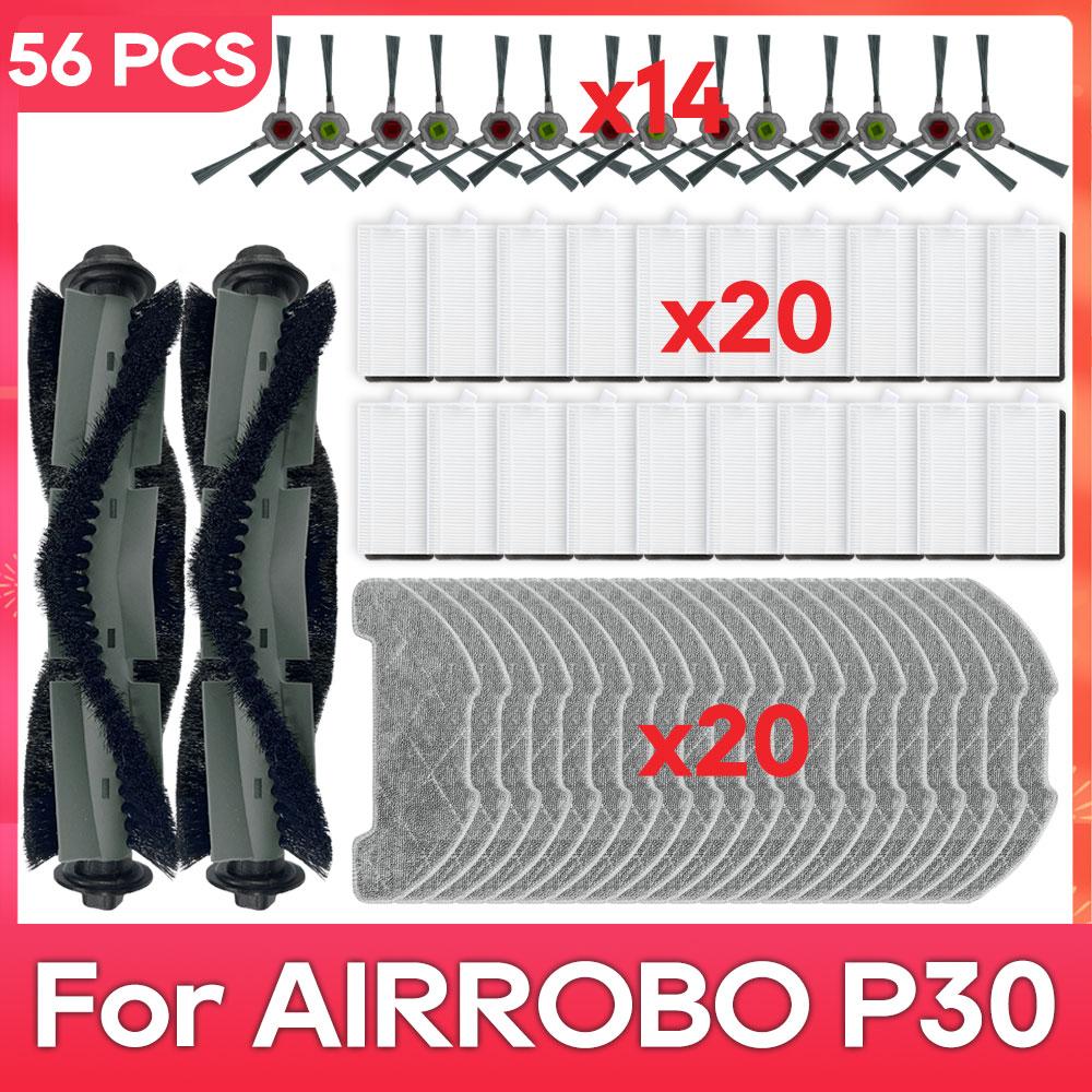 Compatible with AIRROBO P30 Parts Accessories Robot Vacuum Cleaner Main Side Brush Filter Mop