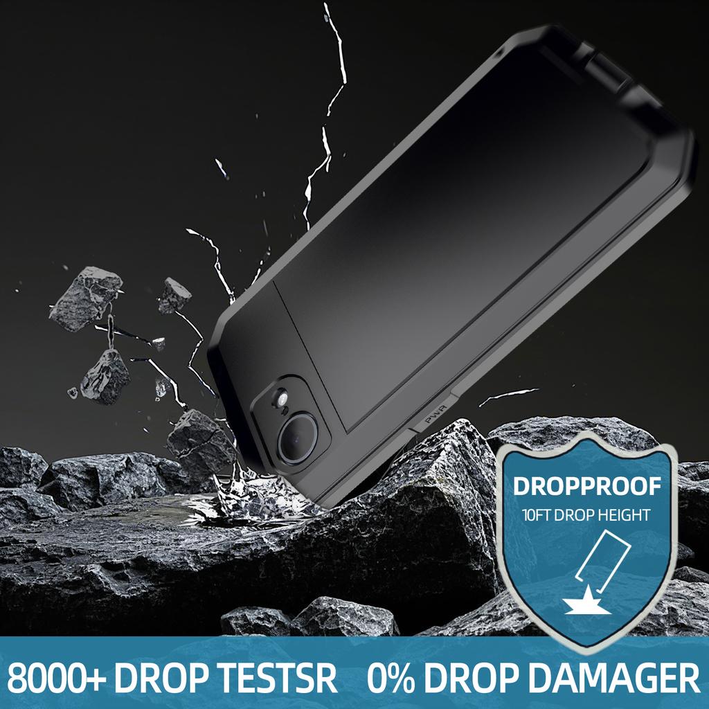 For iPhone 16e Case Silicone+Metal Anti-Drop Phone Cover with Tempered Glass Film