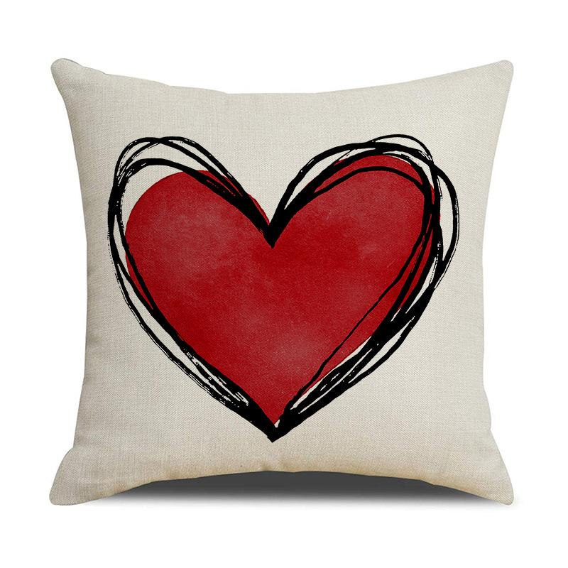 

Valentine s Day Love Pillow New Red Couple Pillow Cover Linen Print Letter Cushion Sofa Cushion 45 * 45Cm (pillowcase only)