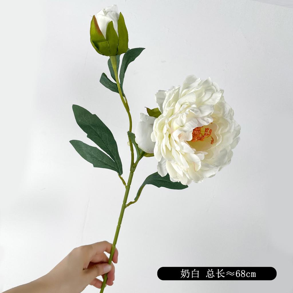 2 Head Artificial Peony Bouquet High Quality Long Stem Silk Fake Flowers Rose Pink For Bride Wedding Birthday Home Decors Bulk