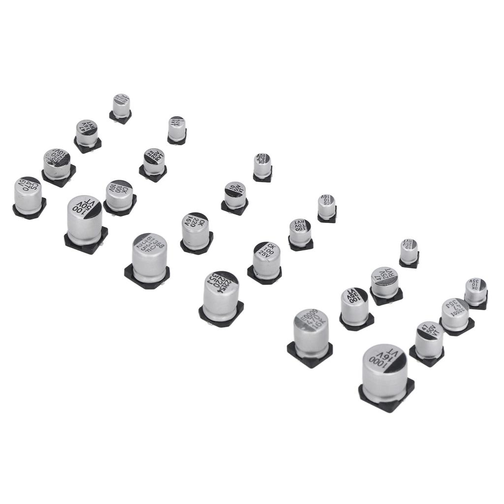 400Pcs 24 Values Electrolytic Capacitor Black SMD Aluminum Electrolytic Capacitors Assortment Kit