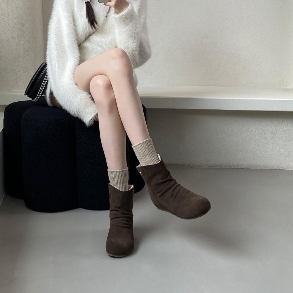 2025 autumn and winter new soft-soled low-tube thin cotton Martin snow warm fashion inner slope heel women's short boots