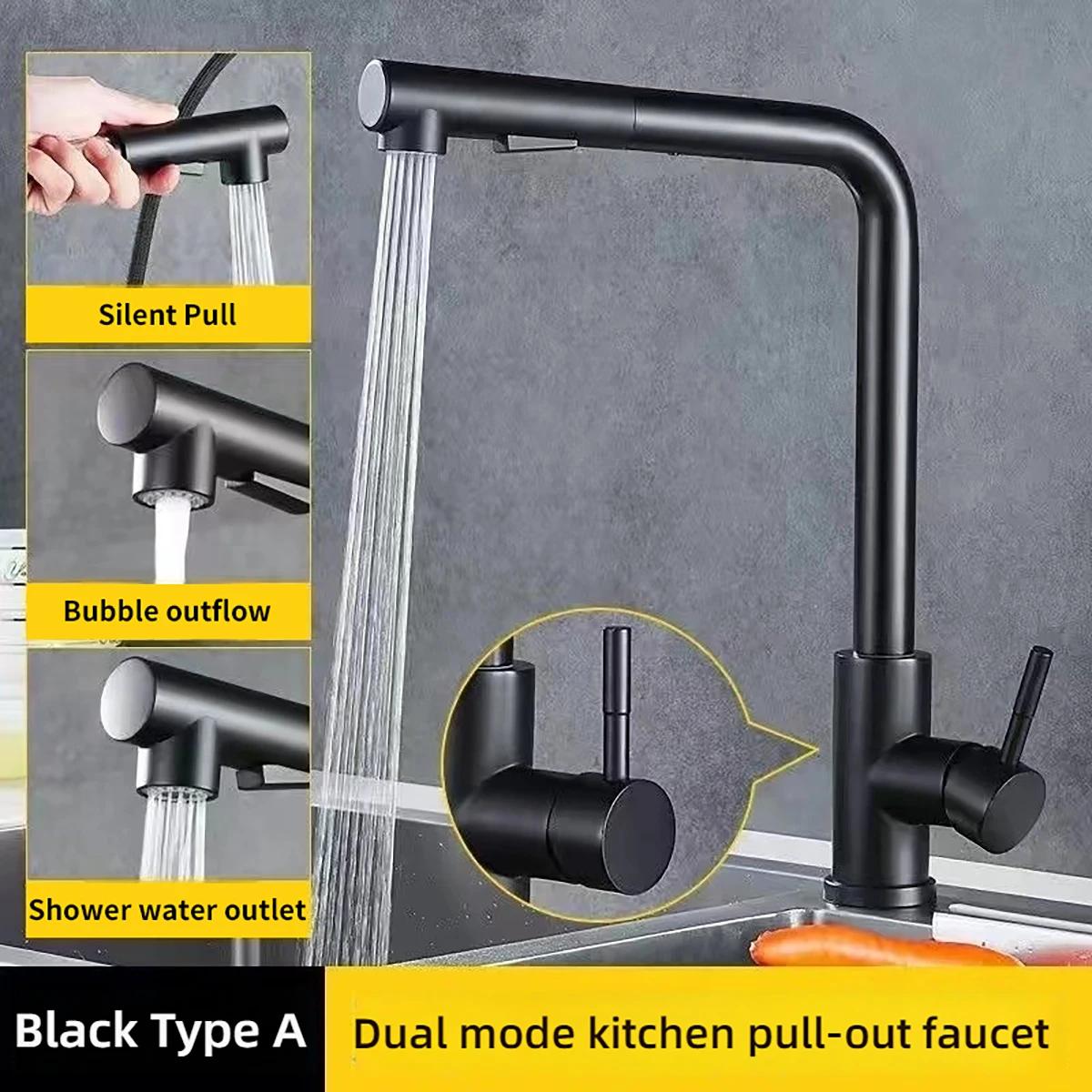 

Pull Out Kitchen Sink Faucet Two Model Stream Sprayer Nozzle Stainless Steel Hot Cold Wate Mixer Tap Deck Pull-out Kitchen Crane G1/2