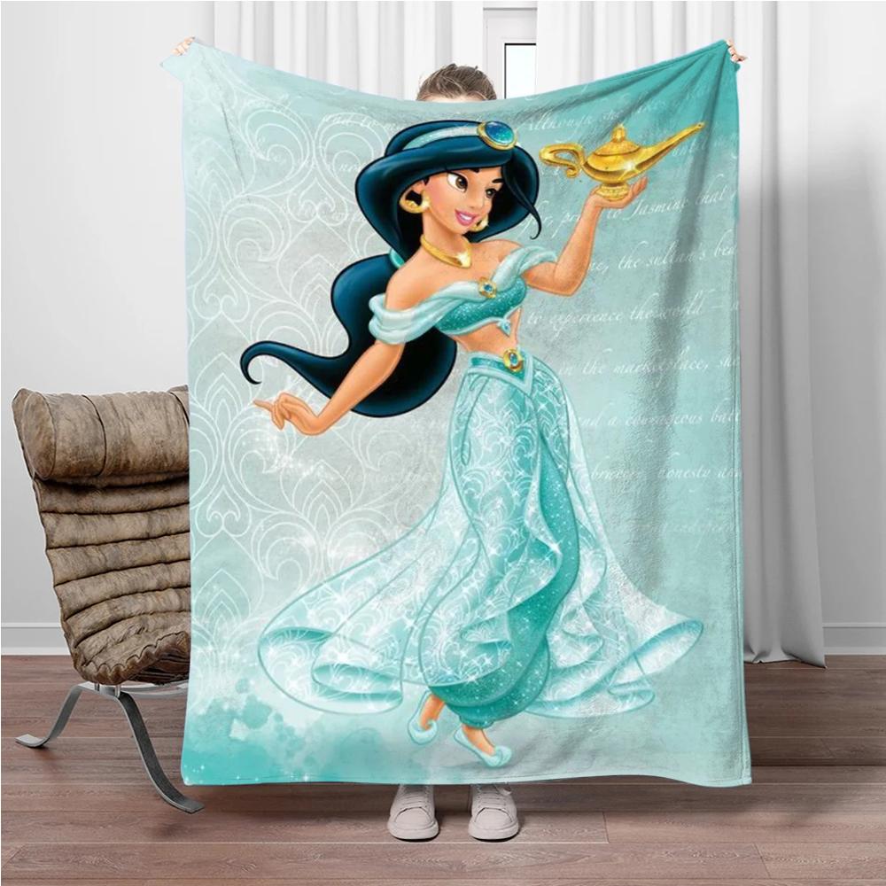 Aladdin Cartoon Princess Jasmine Children Warm Soft Blankets for Sofa Bed Cover Blanket Suitable for Birthday Souvenir Gifts