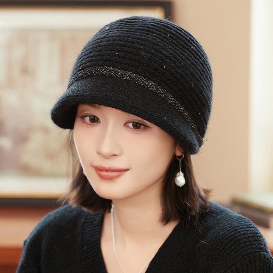 

Шапка из меха кролика, женская, яркая, шелковая, для защиты ушей, для людей среднего и пожилого возраста, вязаная шапка, зимняя, теплая, толстая, для мам