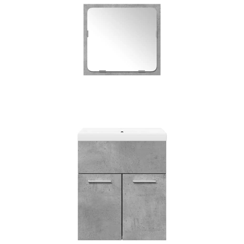 3 Piece Bathroom Furniture Set Concrete Grey Particleboard