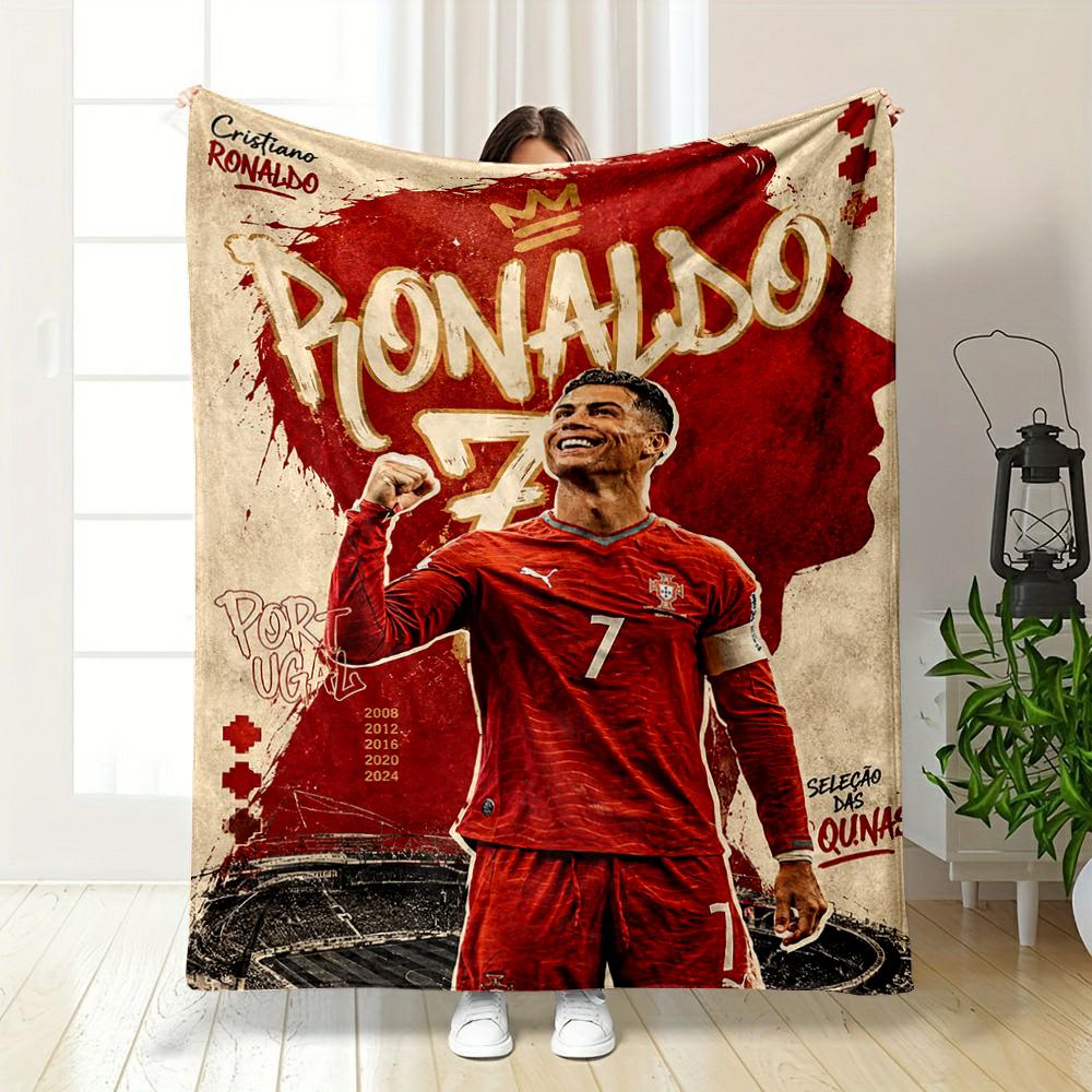 Cristiano Ronaldo Red Portugal Soccer Art Flannel blanket for bedroom, living room, sofa, and nap sofas