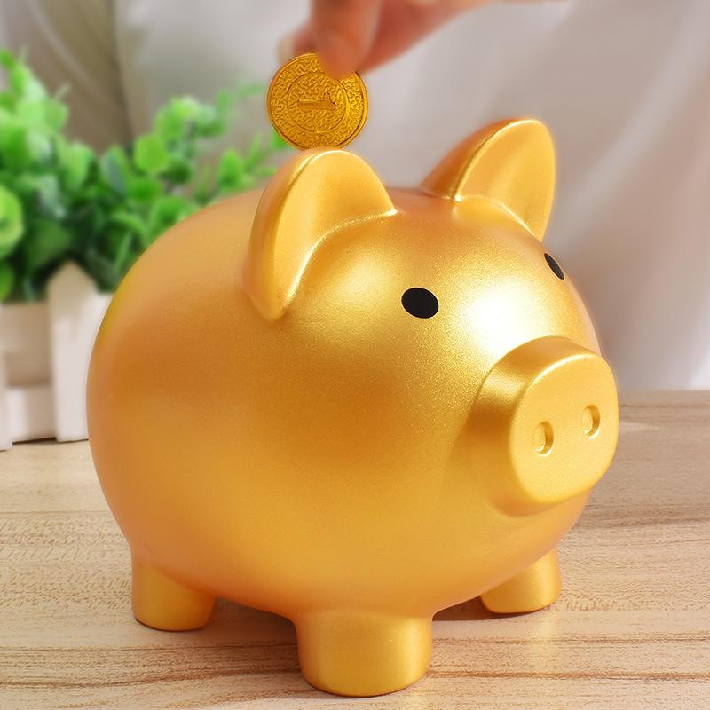 1pcs Shatterproof Golden Pig Coin Bank Rubber Piggy Bank Fortune Symbol for Kids Savings & Home Decoration