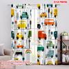 2pcs 2D Flat Printing Party Curtains Cute Cars And Cityscape Seamless Digital Printed Polyester Drapes Holiday Decorations for