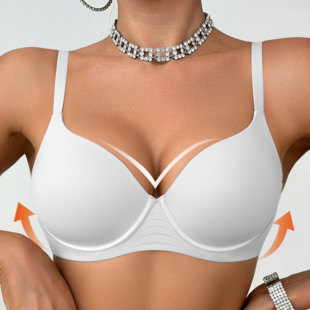 

South East Asia Sexy smooth-faced seamless thin cup underwear Summer small breasts gather and close sub-breasts Anti-sagging bra XL білий