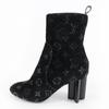 Excellent LOUIS VUITTON short boots Silhouette Line Monogram Velour black 37.5 Used