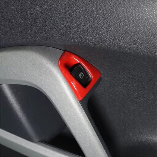 Bright Red 2009-15 Car Door Window Switch Lift For Benz Smart Fortwo Cover Trim