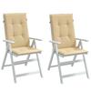High Back Chair Cushions 2 Pcs Beige Melange 120 X 50 X 4 Cm Fabric