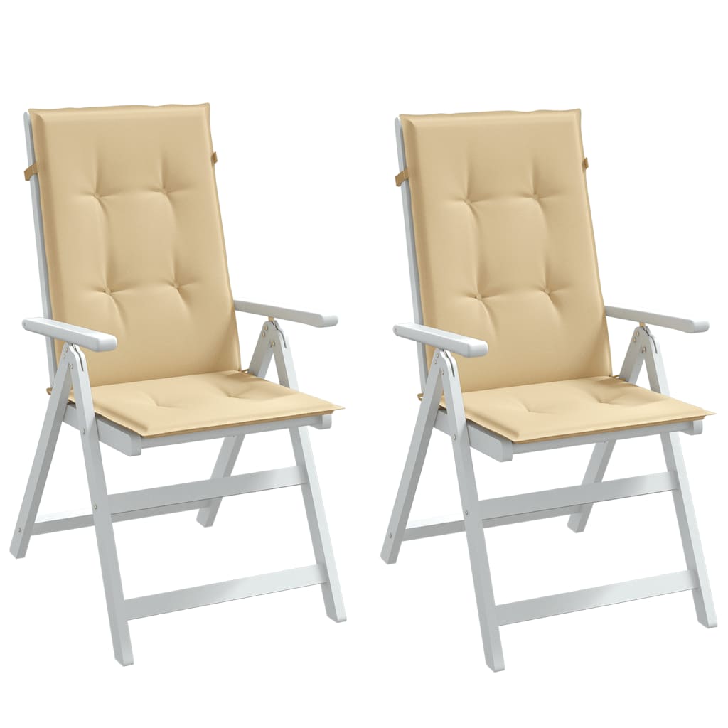 High Back Chair Cushions 2 Pcs Beige Melange 120 X 50 X 4 Cm Fabric