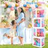 Baby Gender Reveal Party Decorations - Pink Blue Balloon Arch Garland Kits With 4pcs Baby Boxes, Gender Reveal Backdrop and Tablecloths for Baby