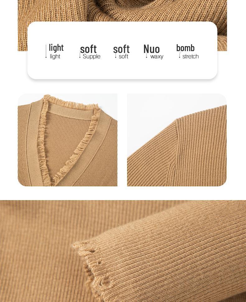 Women's Winter V-Neck 18-Gauge Merino Wool Fuzzy Yarn Sweater, 60-Count, German Import
