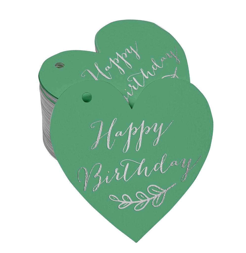 Inkdotpot Happy Birthday Bottle Tag Real Silver Foil Favor Hang Tag 100 Pack