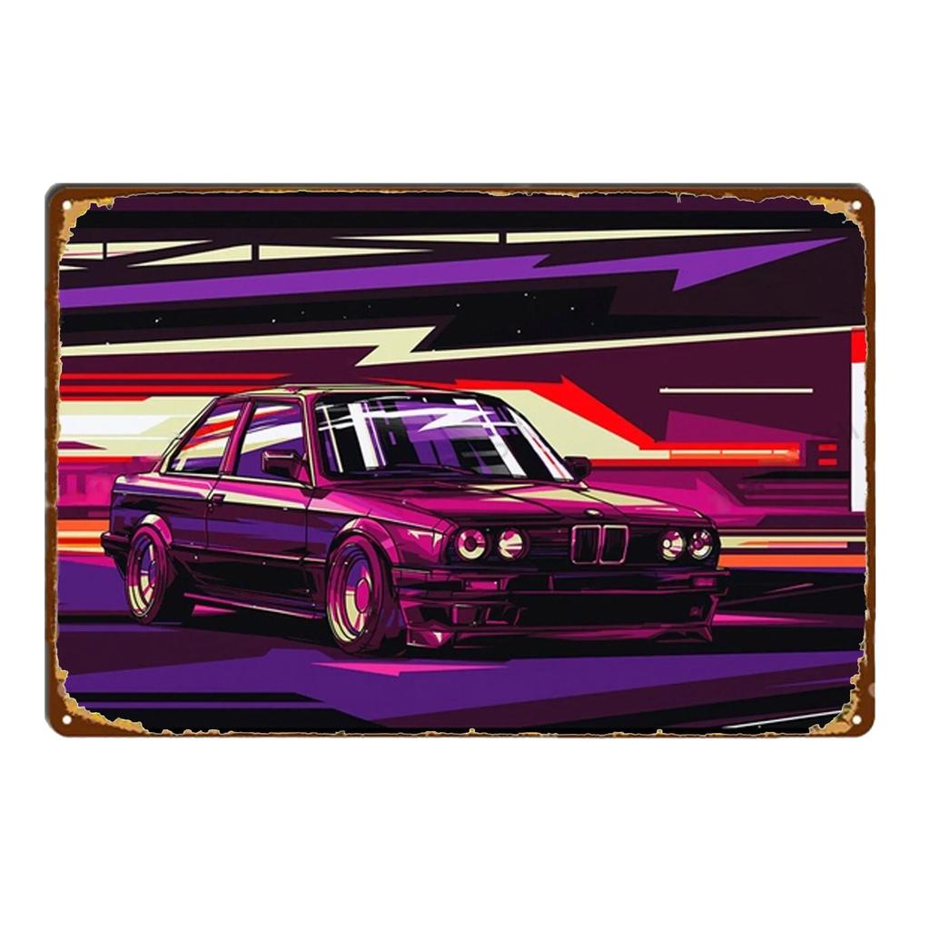 Sports Car Racing Poster Rust Shabby Tin Sign Art Decor Garage Bar Man Cave Signs Decorative Plaques Wall Metal Tin Plate Sig