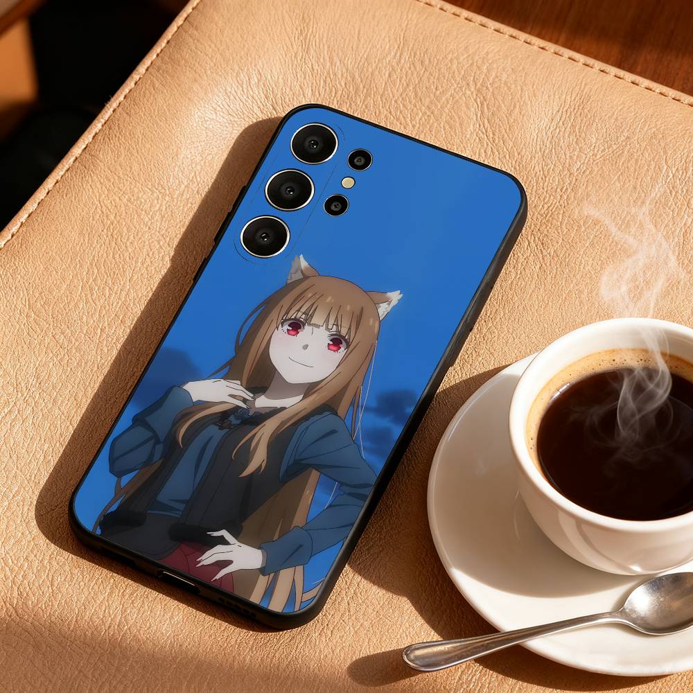 Anime S-Spice and W-Wolf Phone Case For Samsung S26,S25,24,23,22,30,21,10,9,Ultra,Plus,Lite,Black Soft Case