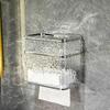 Tissue Box Wall-mounted Sealed Design Dispenser Waterproof Dustproof Paper Towel Holder Transparent Strong Adhesive Container for Bathroom