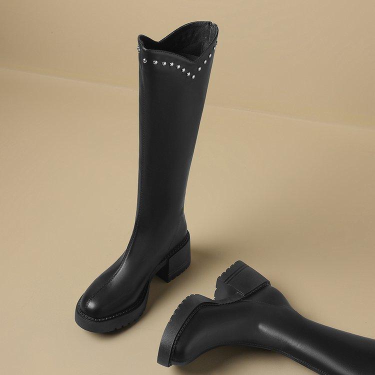 

Soft leather version~ thin v-mouth high-heeled boots women s autumn 2025 new British style boots thick-heeled knight boots 40